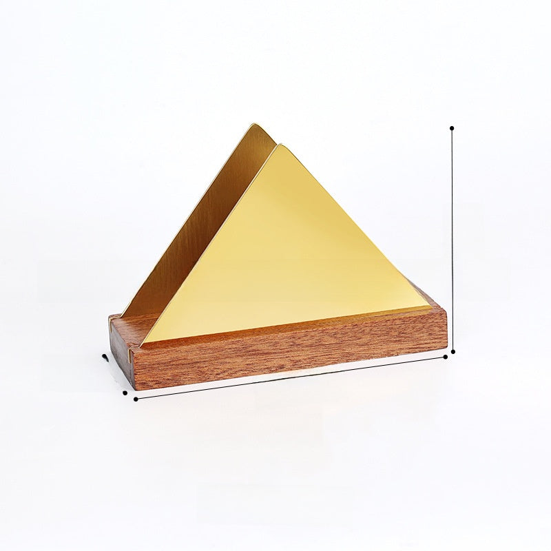 Gold & Walnut Wood Desk Organizer Set | Business Card Holder & Pen Cup | Luxury Office Accessories | Modern Minimalist Desktop Organizer