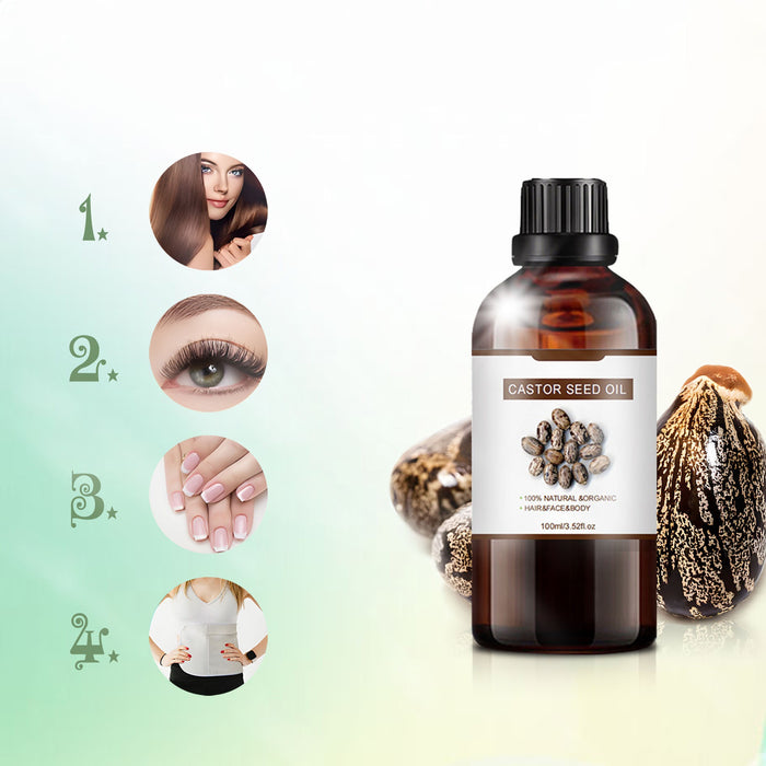 100% Natural Organic Castor Seed Oil | Hair Growth Eyelash Eyebrow Nail & Body Oil | Cold Pressed Pure Castor Oil 100ml
