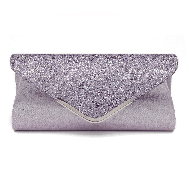 Silver Glitter Envelope Clutch Bag | Sparkly Evening Purse for Wedding & Prom