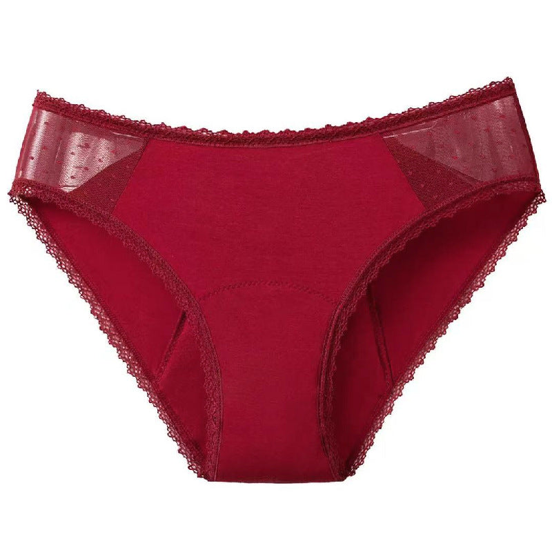 Women's Lace Period Panties | 4-Layer Leak-Proof Menstrual Underwear | Sanitary-Free Briefs | Black