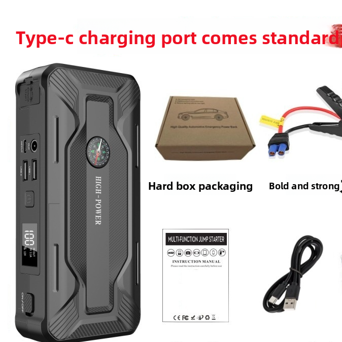 High Power Portable Car Jump Starter with LED Flashlight Compass & USB Power Bank ? Emergency Battery Booster with Carry Case