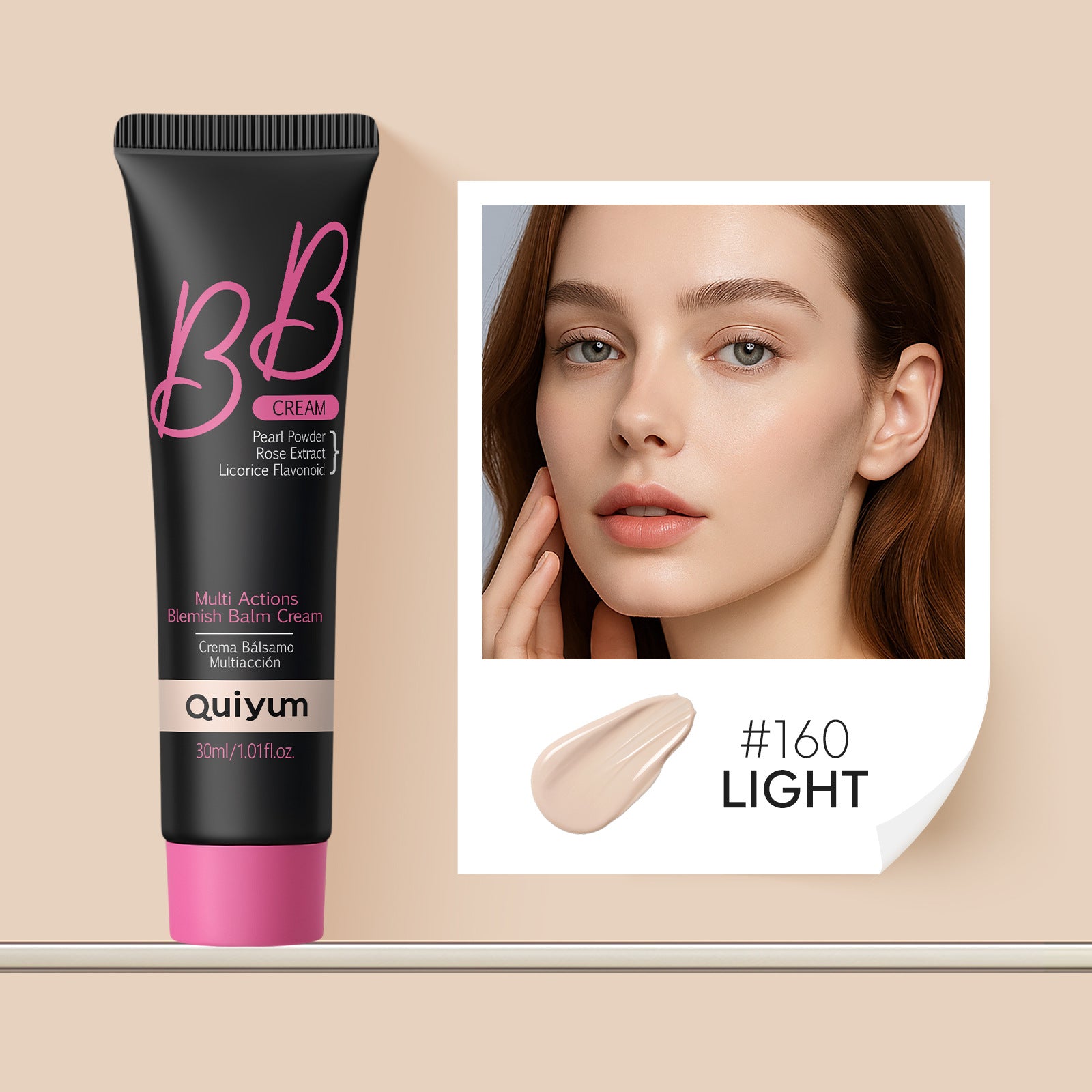 Quiyum BB Cream Multi Action Blemish Balm | Pearl Powder Rose Extract All Skin Tones 30ml