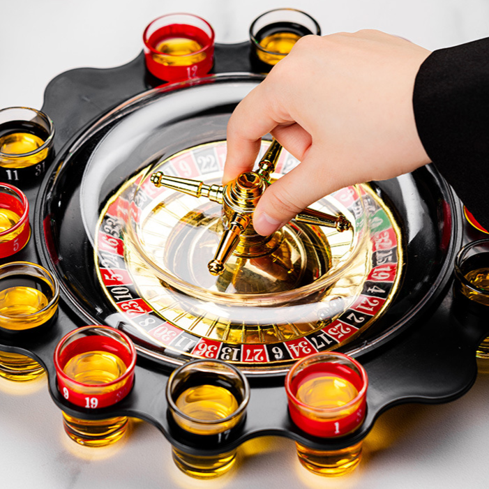 Roulette Drinking Game Set | 12 Shot Glasses Casino Spin the Wheel Party Game for Adults