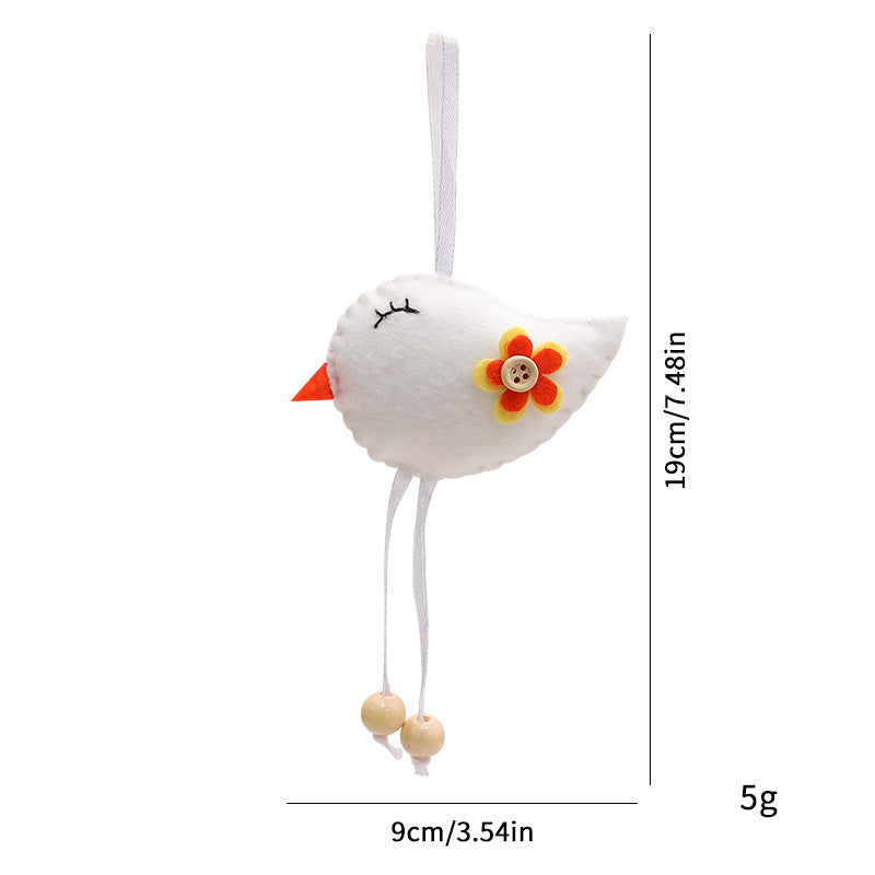 Felt Wool Easter Ornament Set 6pc | Handmade Chick Bee & Flower Egg Hanging Decorations | Spring Tree & Home Decor