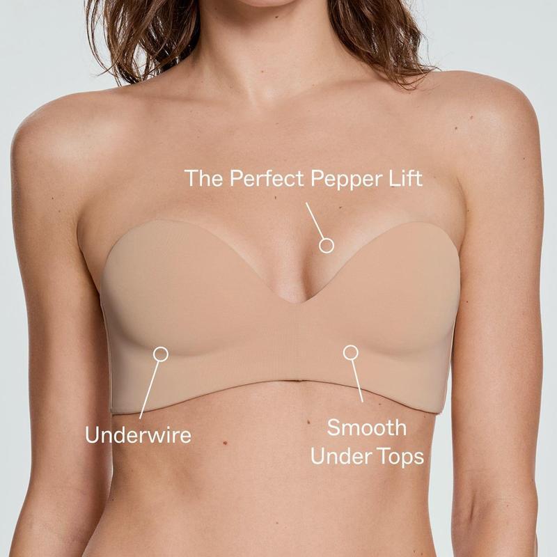 Women's Strapless Sweetheart Bra | Seamless Non-Slip Bandeau Bra | Smooth Molded Cup Strapless Bra