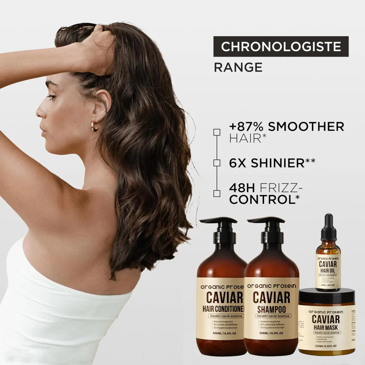 Organic Protein Caviar Hair Care Set of 3 | Keratin Caviar Shampoo Conditioner Hair Mask | Smoothing Repair Hair Treatment UK UAE USA