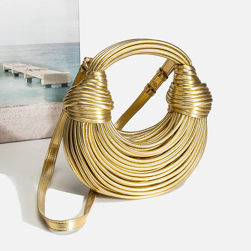 Gold Wire Sculptural Bag - Statement Metal Art Clutch | Women's Avant-Garde Evening Handbag | Unique Fashion Art Piece