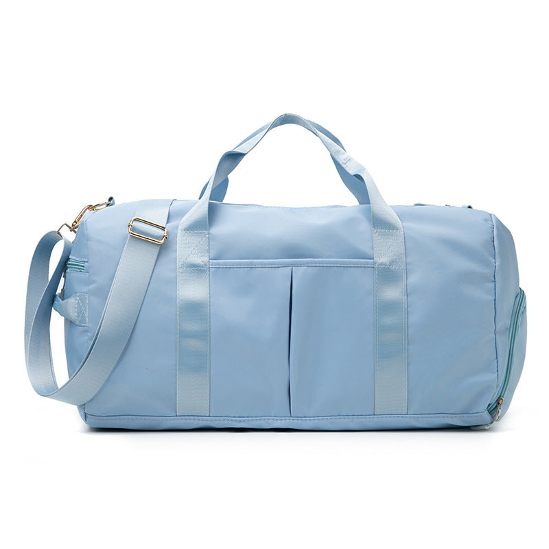 Beige Canvas Gym Duffel Bag - Sports Travel Bag with Shoe Compartment | Yoga Workout Weekender Tote for Women