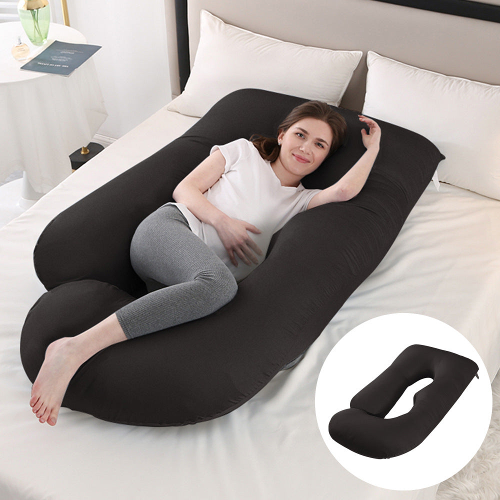 U-Shape Full Body Pregnancy Pillow | Velvet Maternity Body Pillow for Belly Back Hip & Knee Support | Side Sleeper Total Support Cushion | Grey