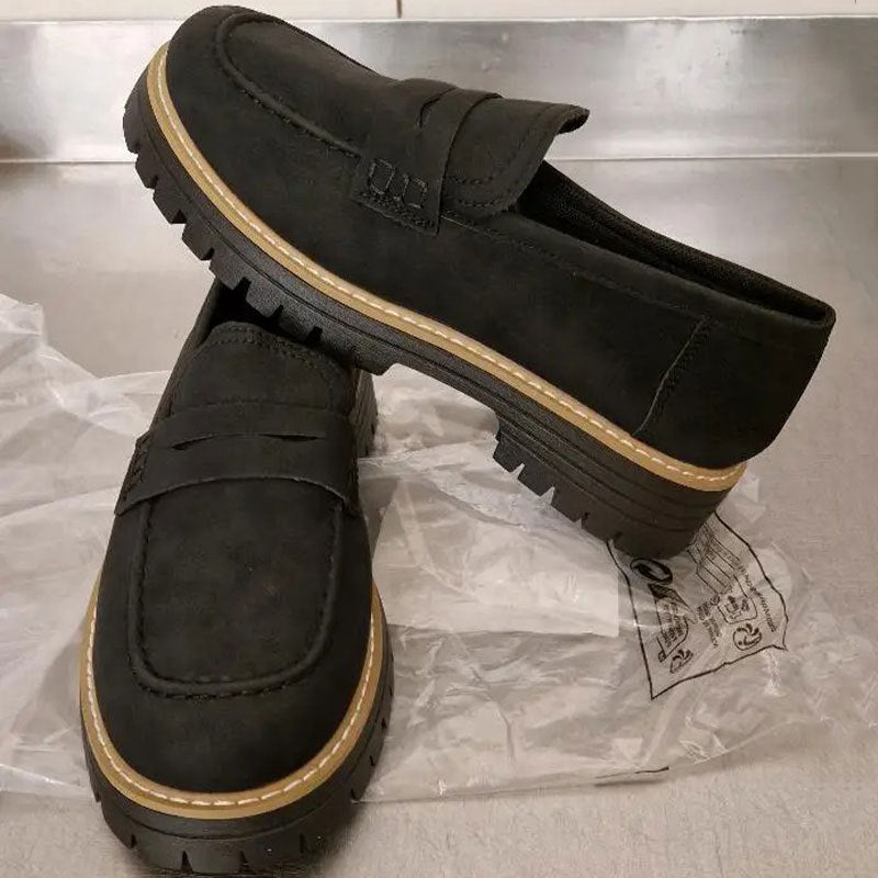 Chunky Lug Sole Penny Loafers | Women's Slip-On Platform Loafer Shoes in Multiple Colors