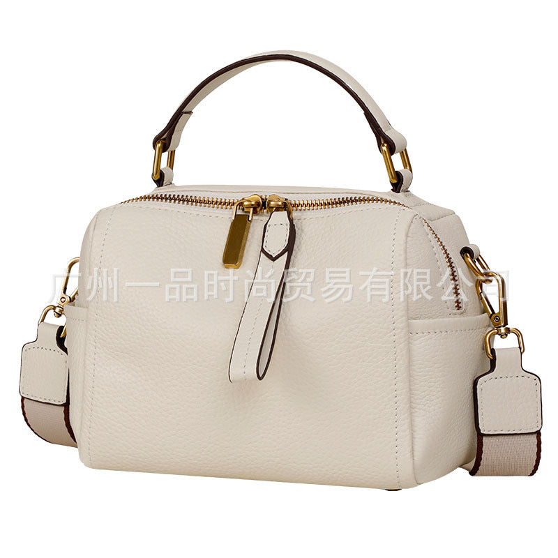 Black Premium Leather Crossbody Bag with Gold Zippers | Small Doctor Bag Style Purse