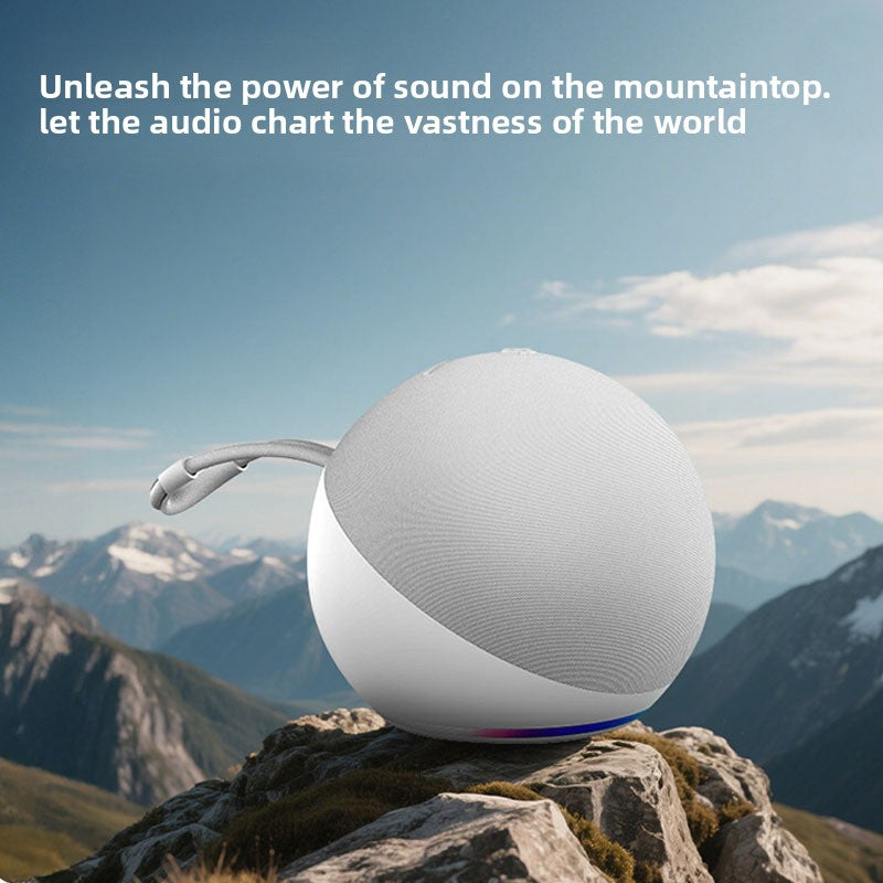 Spherical RGB LED Portable Bluetooth Speaker Colorful Lighting Effects Ball Shape Fabric Mesh Carabiner Hook Wireless Outdoor Waterproof 360 Stereo Sound for Camping Hiking Travel Beach Party iPhone Android