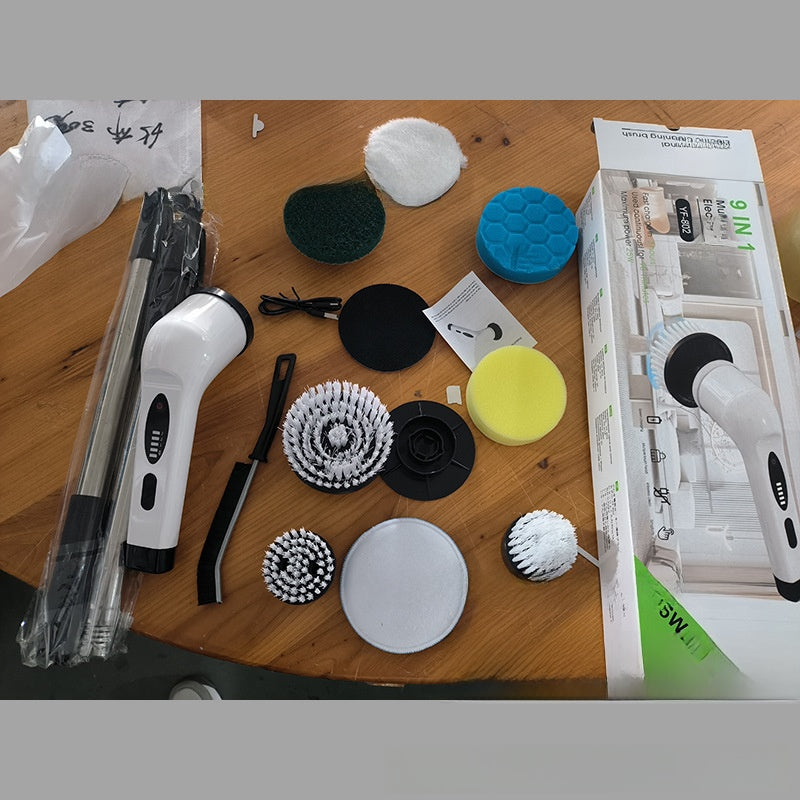 7-in-1 Electric Spin Scrubber with Extendable Handle | Rechargeable Cordless Cleaning Brush | 7 Attachments for Bathroom, Kitchen & Floor