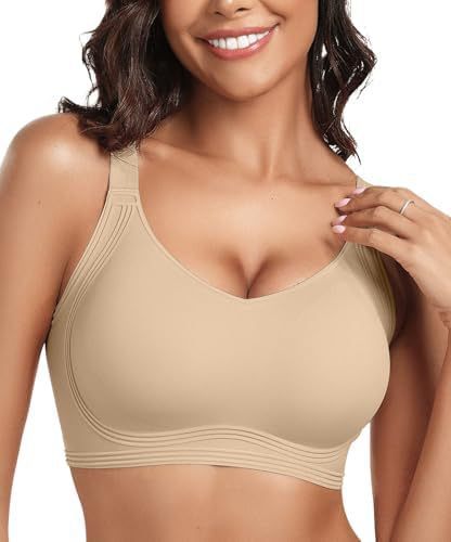 Women's Seamless Wireless Bra | Padded V-Neck No Underwire Comfort Bra | Soft Supportive Everyday Bralette Lavender