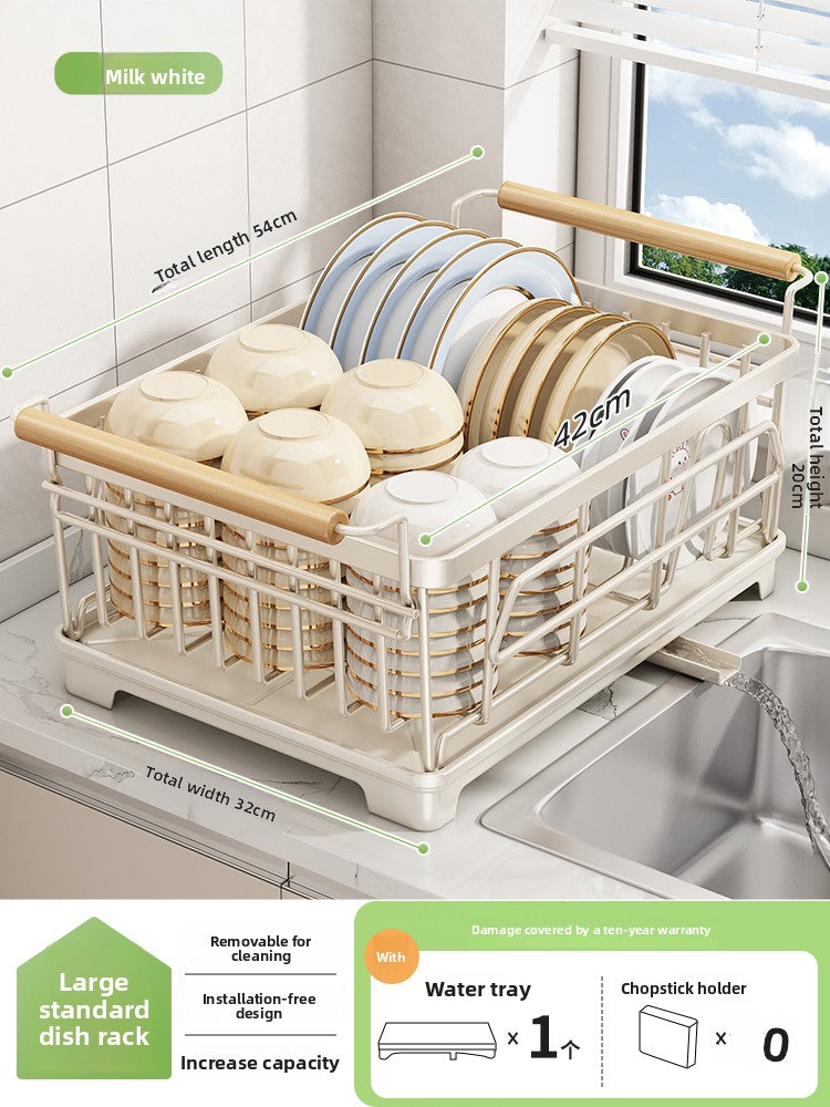 2-Tier Dish Drying Rack with Drainage | Large Capacity Kitchen Organizer with Cutting Board, Knife & Chopstick Holder | Countertop Dish Drainer