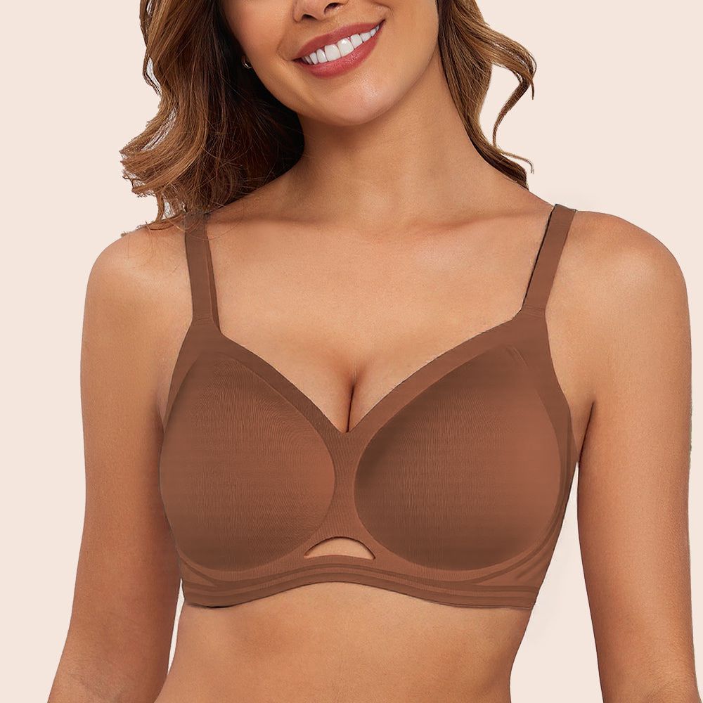 Women's Full Coverage Underwire Bra | Smooth Molded Cup Keyhole Detail T-Shirt Bra | Everyday Support Bra