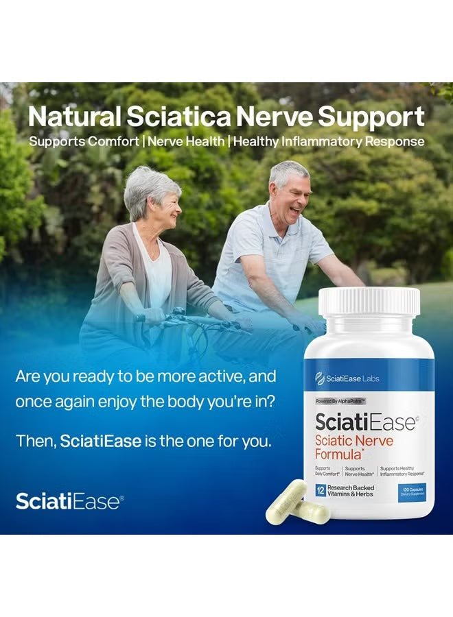 SciatiEase Sciatic Nerve Formula – Set of 3 (360 Capsules) | 12 Research-Backed Vitamins & Herbs for Nerve Health & Daily Comfort