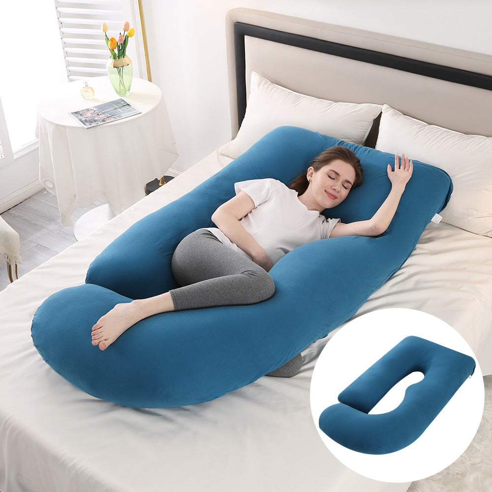 U-Shape Full Body Pregnancy Pillow | Velvet Maternity Body Pillow for Belly Back Hip & Knee Support | Side Sleeper Total Support Cushion | Grey