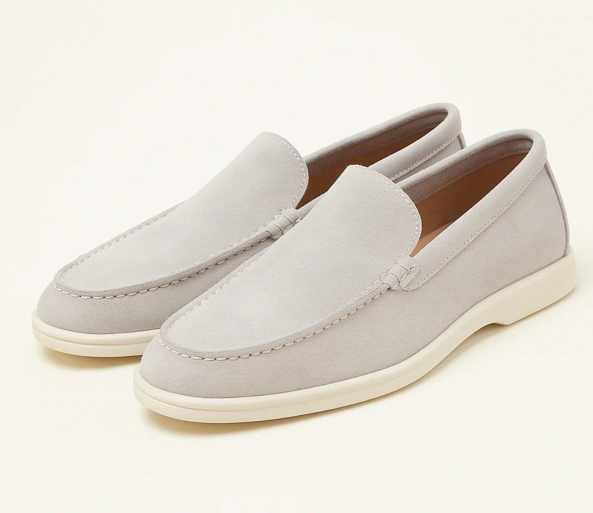 Men's Black Suede Slip-On Loafers | White Rubber Sole Venetian Casual Dress Shoes