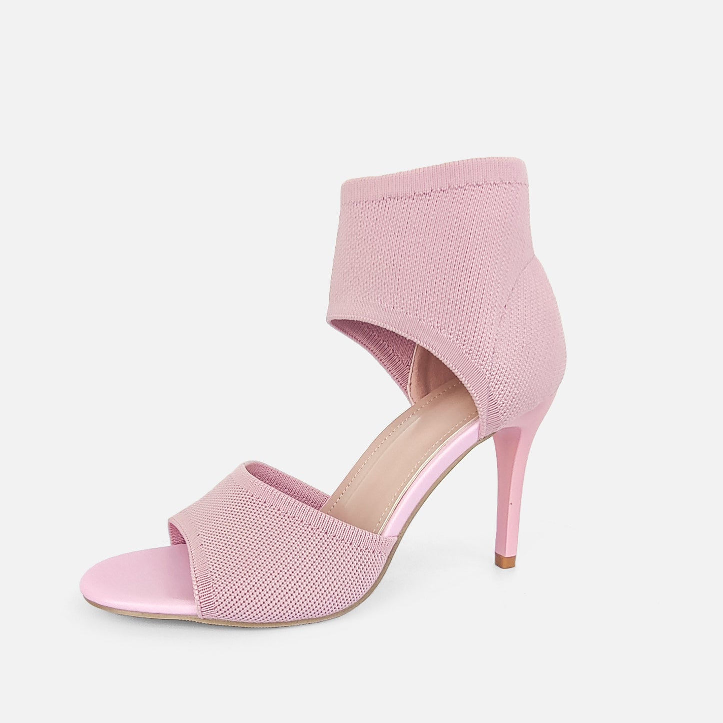 Hot Pink Knit Sock Stiletto Heels | Open Toe Ankle Wrap High Heel Sandals | Stretchy Fabric Dress Shoes for Women