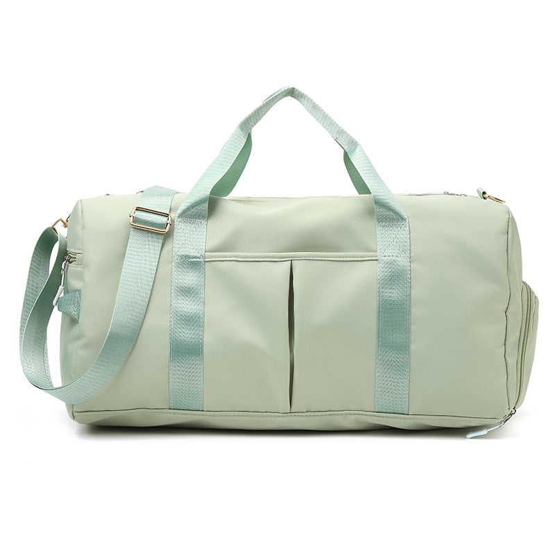 Beige Canvas Gym Duffel Bag - Sports Travel Bag with Shoe Compartment | Yoga Workout Weekender Tote for Women