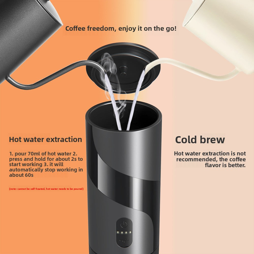 Macchina da caffè espresso portatile ricaricabile tramite USB, per capsule e caffè macinato, mini da viaggio | Macchina da caffè espresso elettrica portatile per auto, campeggio, ufficio