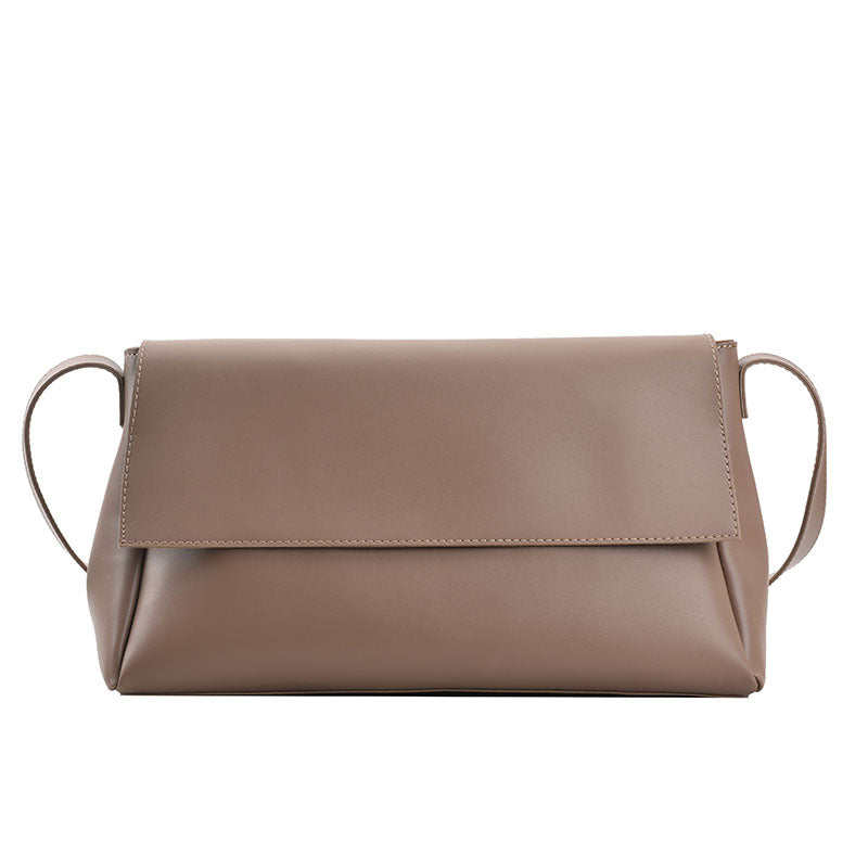 Women's Minimalist Black Leather Crossbody Bag | Sleek Flap Shoulder Bag | Everyday Clutch Purse for Work, Travel & Occasions