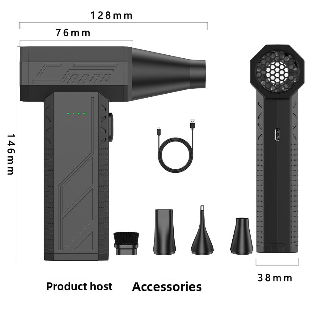 Portable Cordless Air Blower Vacuum Cleaner | USB Rechargeable Mini Dust Blower for Car Keyboard Computer | 2-in-1 Wireless Cleaning Gun with Brush Kit