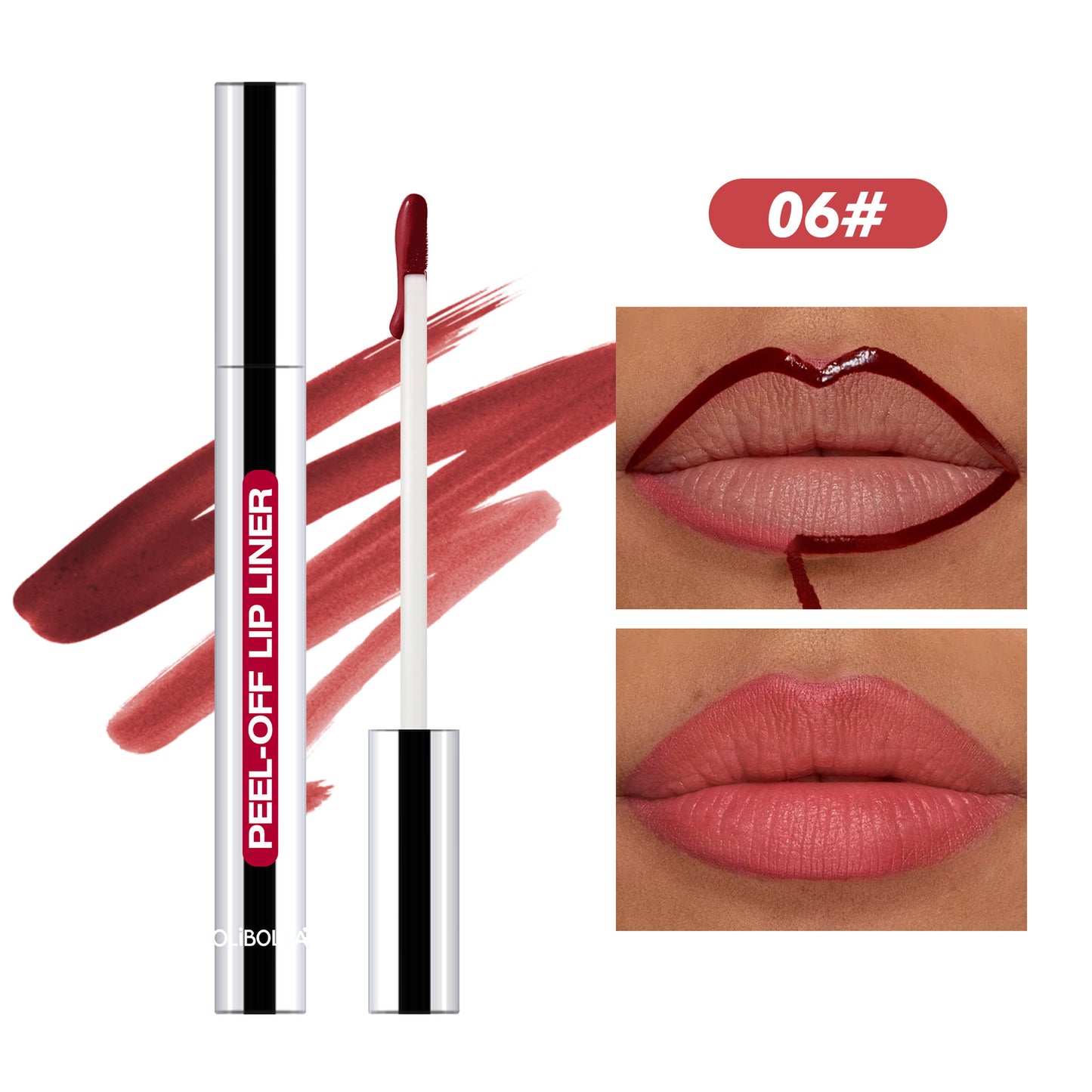 OLIBOLLA Professional Peel-Off Lip Liner | 8 Colors | Long Lasting Liquid Lip Liner Pen