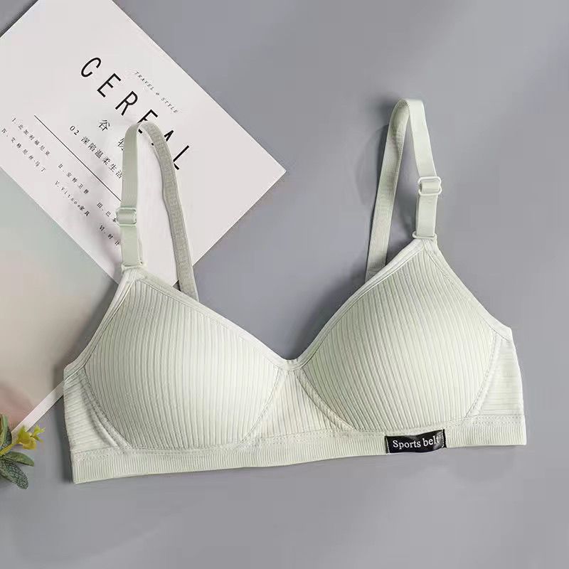 Ribbed Wireless Sports Belt Bra Women | Adjustable Strap Triangle Bralette | Seamless Soft Comfort Bra Mint Green