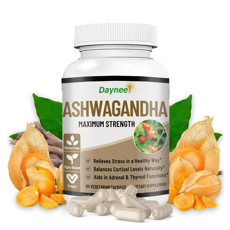 Daynee Ashwagandha Maximum Strength Capsules | Stress Relief, Cortisol Balance & Adrenal Thyroid Support | 60 Vegan Capsules