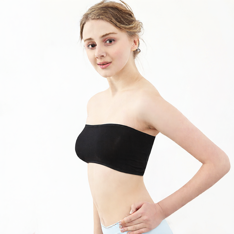 Women's Seamless Strapless Bandeau Bra | Wireless Tube Bra | Soft Stretch Strapless Crop Bra Top