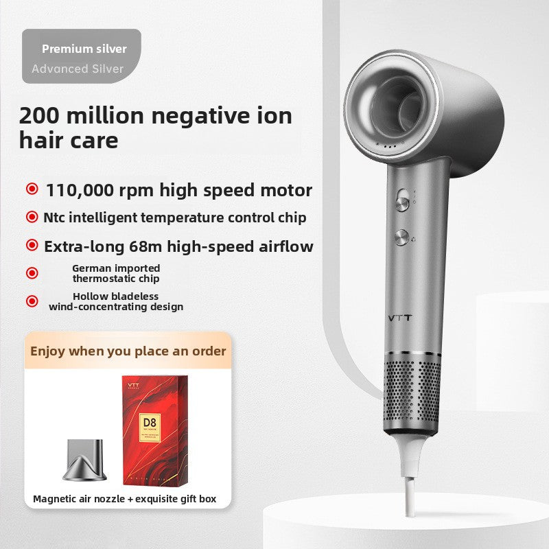 Ionen-Haartrockner 1400W negative Ionen | Schnelles Trocknen Anti-Frizz Föhn | Grau