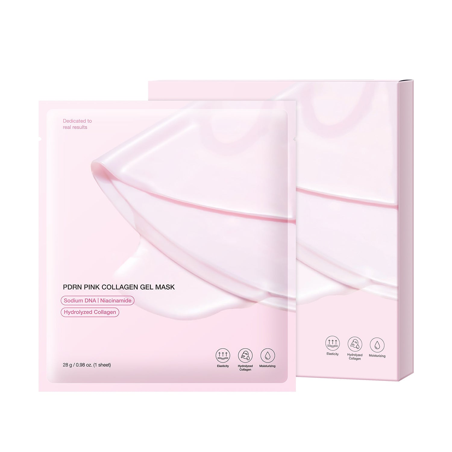 PDRN Pink Collagen Gel Mask | Sodium DNA Niacinamide & Hydrolyzed Collagen Elasticity Moisturizing Face Mask – 4 Pcs Set