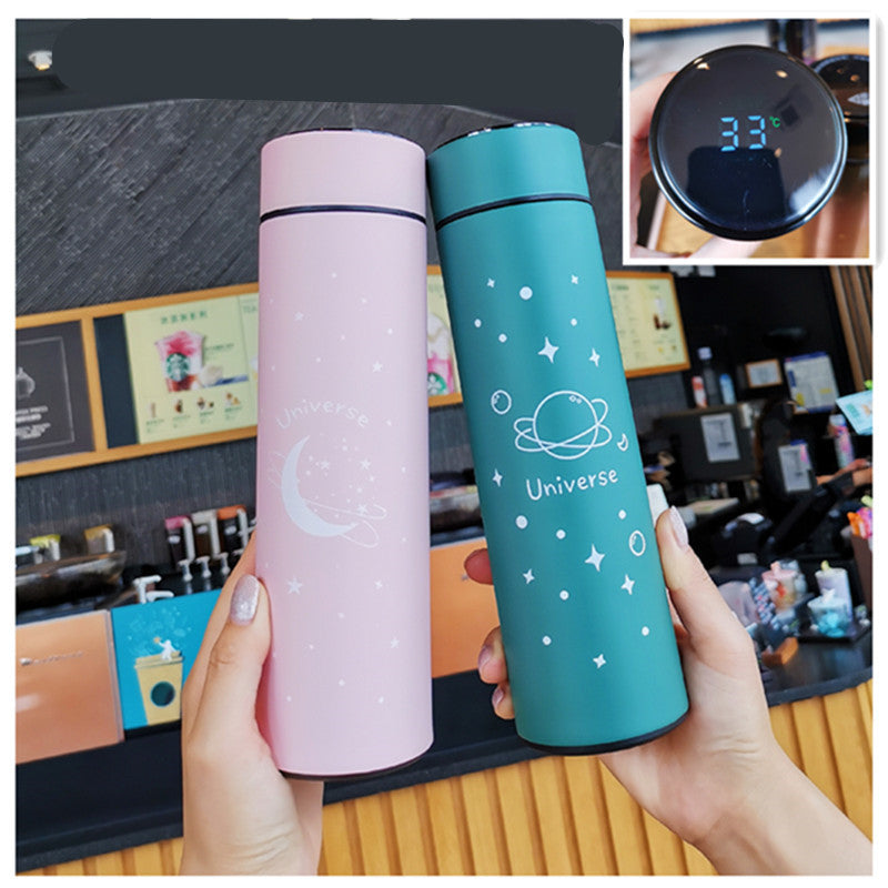 Cute Bunny Smart LED Temperature Display Thermos Bottle | Stainless Steel Insulated Water Bottle | Pink Kawaii Flask