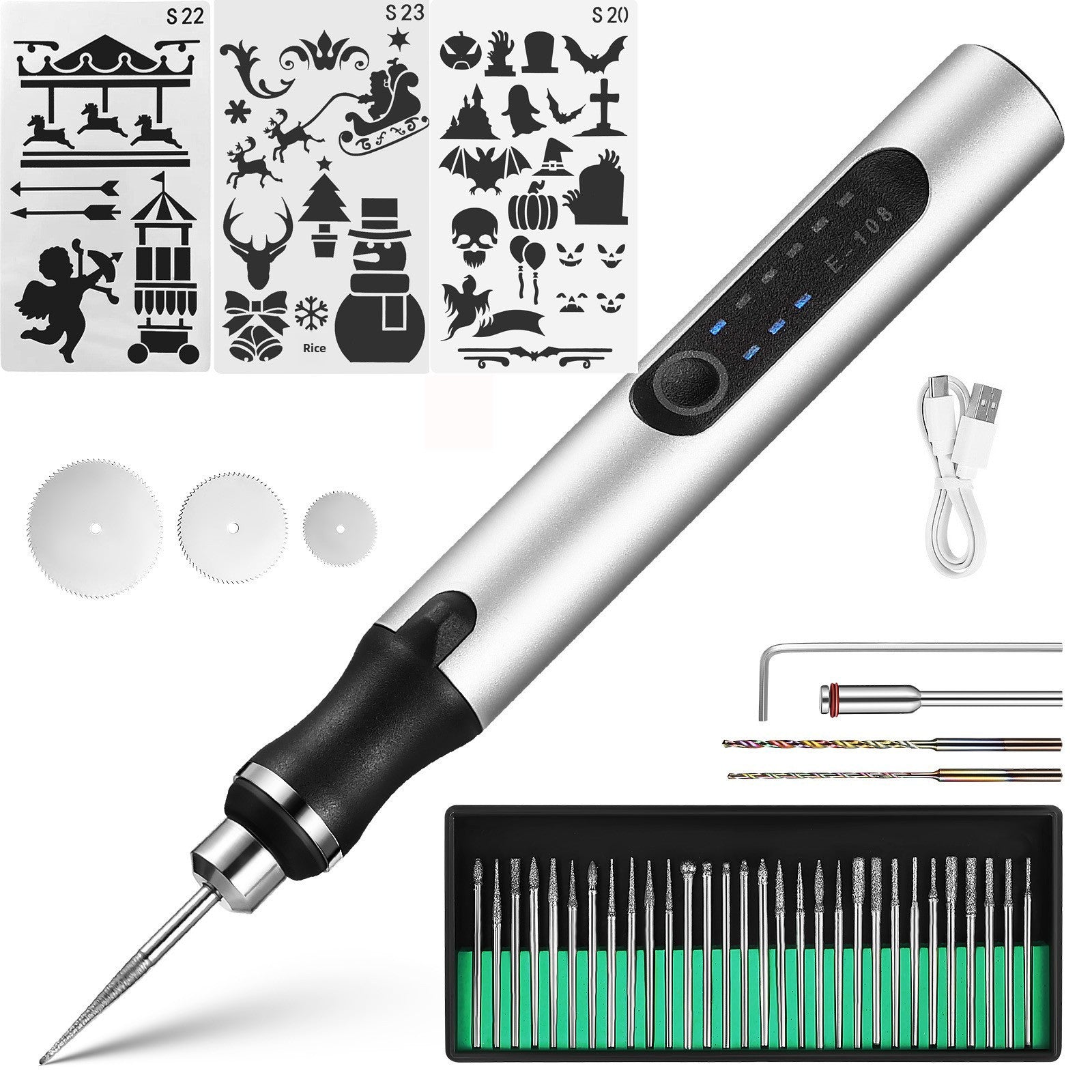 Electric Rotary Tool Kit with 50+ Accessories | Rechargeable Cordless Mini Drill | Engraving, Cutting, Grinding & Polishing Set