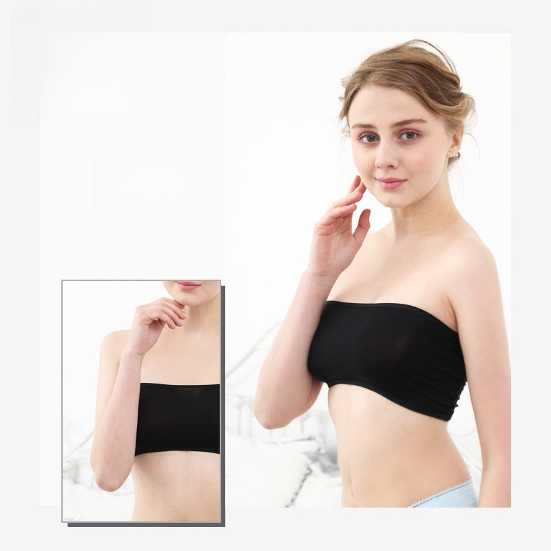Women's Seamless Strapless Bandeau Bra | Wireless Tube Bra | Soft Stretch Strapless Crop Bra Top