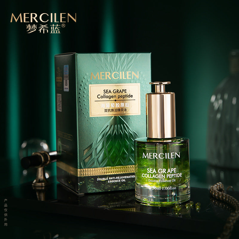 Mercilen Sea Grape Collagen Peptide Double Essence Oil 30ml | Double Anti-Rejuvenation | Firming, Brightening & Anti-Aging Face Oil