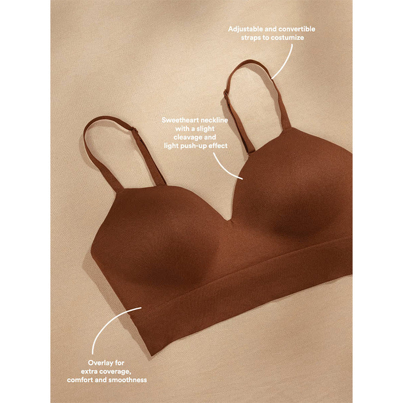 Seamless Wireless Push Up Bra | Women's Smooth V-Shape Comfort Bralette with Adjustable Straps