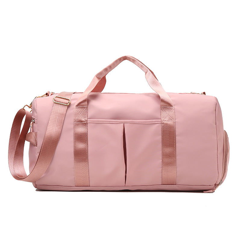 Beige Canvas Gym Duffel Bag - Sports Travel Bag with Shoe Compartment | Yoga Workout Weekender Tote for Women