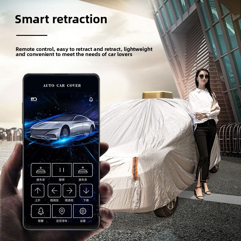 Solar Powered Automatic Car Cover with Remote Control | Self Charging Electric Car Body Cover | Waterproof All Weather Auto Car Cover Silver