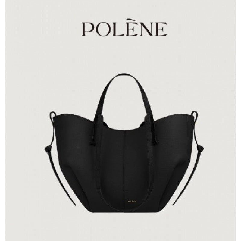Polene Numero Un Maxi Bag in Marrone Cammello - Autentica Borsa Tote Francese in Pelle | Borsa a Spalla Curva Firmata con Lacci Regolabili