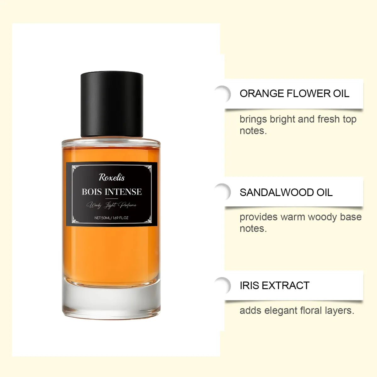 Roxelis Bois Intense Set of 2 x 50ml Woody Light Perfume Eau de Parfum Value Pack | Men Women Unisex Luxury Amber Wood Long Lasting Fragrance Duo Gift Set