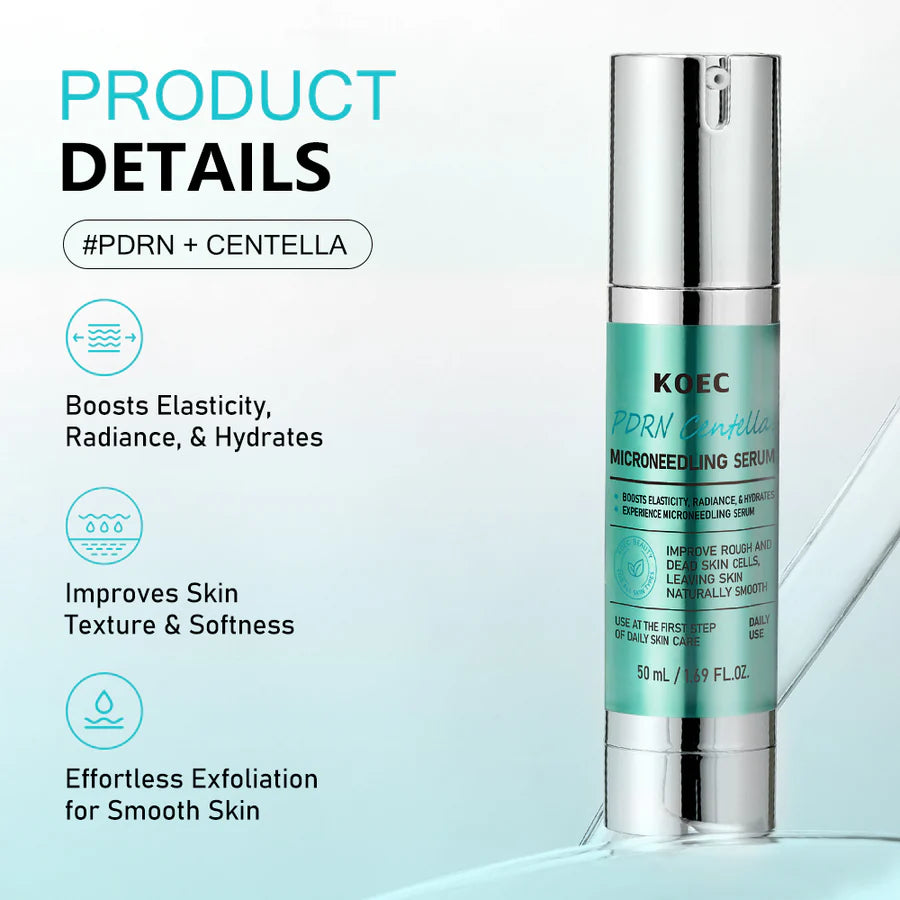 KOEC PDRN Centella Microneedling Serum Set of 2 | Boost Elasticity Radiance & Hydration 50ml