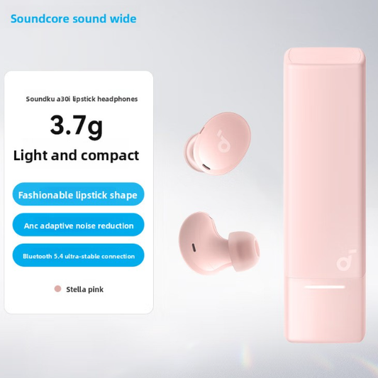 Soundcore A30i Lipstick Kabellose Ohrhörer mit ANC (Adaptive Noise Cancellation), Bluetooth 5.4, ultrastabil, 3,7 g leicht, kompakt, modisches Stella Pink, TWS In-Ear-Kopfhörer für Damen, iPhone und Android 