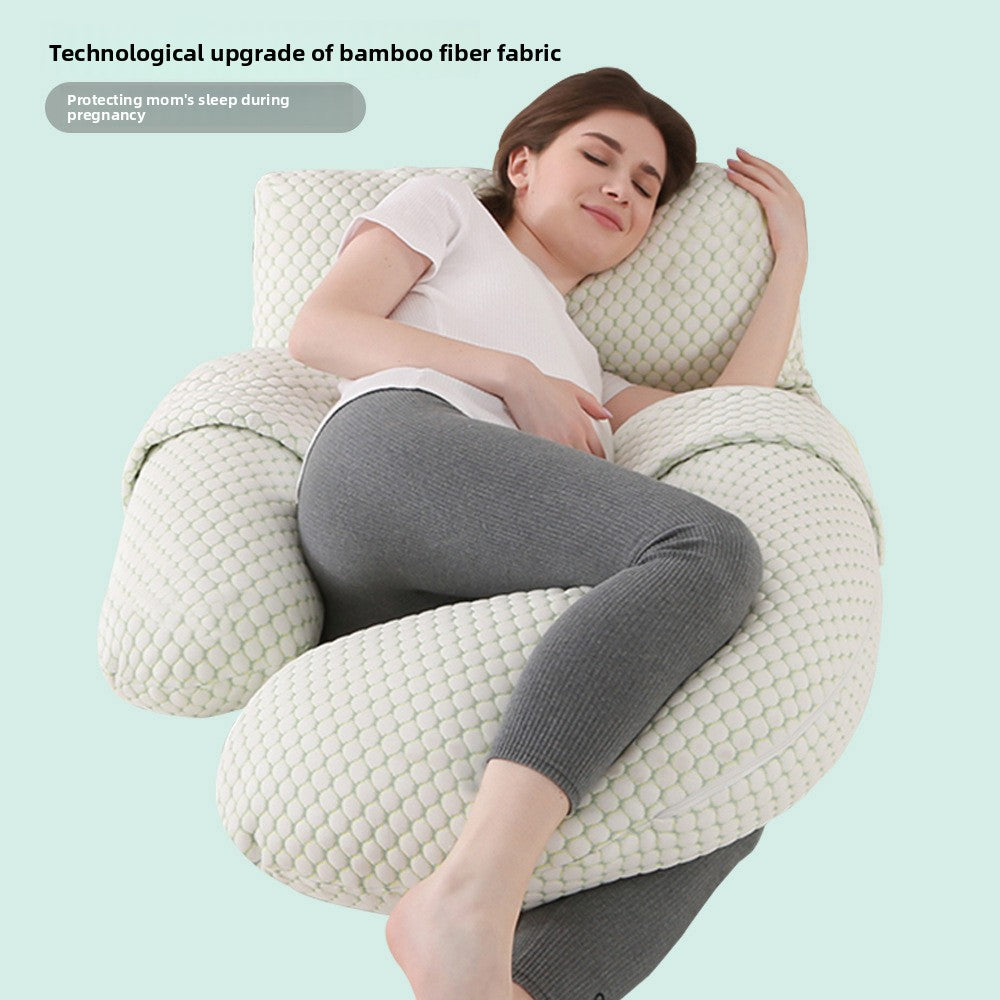 G-Shape Full Body Pregnancy Pillow | Honeycomb Cooling Maternity Pillow with Head Support | Total Belly Back Hip Knee Side Sleeper Cushion | Sage Green