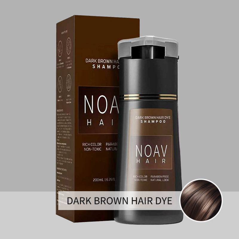NOAV Haar Dunkelbraun Haarfärbeshampoo 200ml Satter Farbton Parabene-frei Ungiftig Natürlicher Look Grauabdeckung Farbshampoo für Männer und Frauen