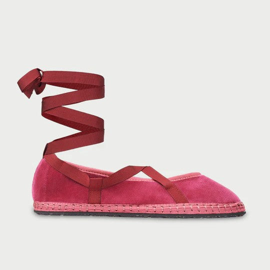 Women's Teal Velvet Lace-Up Espadrille Ballet Flats ? Ankle Wrap Ribbon Tie Ballerina Shoes