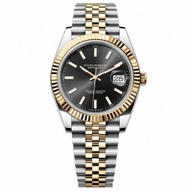 Men's Datejust Style Watch | Black Sunray Dial Fluted Bezel Date Window | Jubilee Bracelet Stainless Steel Luxury Chronometer Timepiece