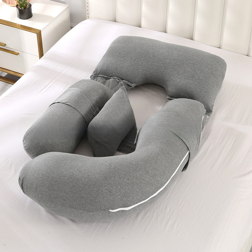 G-Shape Full Body Pregnancy Pillow | Honeycomb Cooling Maternity Pillow with Head Support | Total Belly Back Hip Knee Side Sleeper Cushion | Sage Green